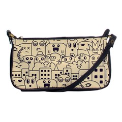 Seamless Pattern With Cute Monster Doodle Shoulder Clutch Bag