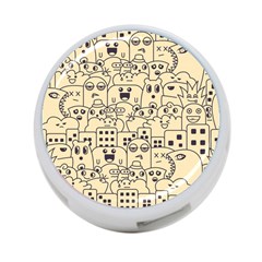 Seamless Pattern With Cute Monster Doodle 4-Port USB Hub (Two Sides)