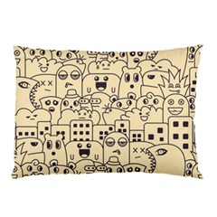 Seamless Pattern With Cute Monster Doodle Pillow Case (Two Sides)