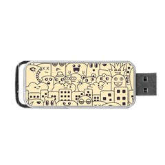 Seamless Pattern With Cute Monster Doodle Portable Usb Flash (one Side) by Nexatart