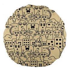 Seamless Pattern With Cute Monster Doodle Large 18  Premium Flano Round Cushions by Nexatart