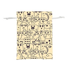 Seamless Pattern With Cute Monster Doodle Lightweight Drawstring Pouch (S)