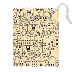 Seamless Pattern With Cute Monster Doodle Drawstring Pouch (4XL)