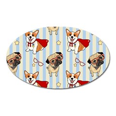 Pattern Dog Oval Magnet by Nexatart