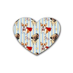 Pattern Dog Heart Coaster (4 Pack)  by Nexatart