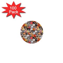 Cute Dog Seamless Pattern Background 1  Mini Buttons (100 Pack)  by Nexatart