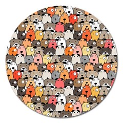 Cute Dog Seamless Pattern Background Magnet 5  (round) by Nexatart