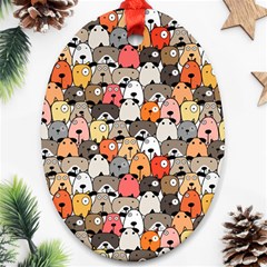 Cute Dog Seamless Pattern Background Oval Ornament (two Sides) by Nexatart