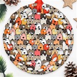 Cute Dog Seamless Pattern Background Ornament (Round Filigree) Front