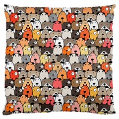 Cute Dog Seamless Pattern Background Large Flano Cushion Case (one Side)