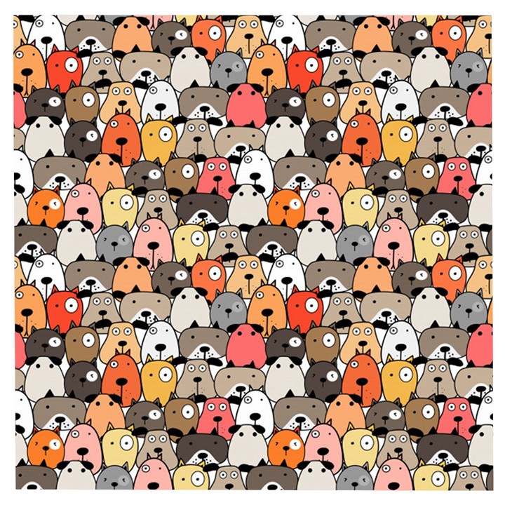 Cute Dog Seamless Pattern Background Wooden Puzzle Square