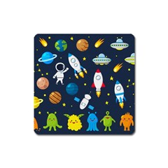 Big Set Cute Astronauts Space Planets Stars Aliens Rockets Ufo Constellations Satellite Moon Rover V Square Magnet