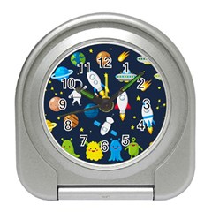 Big Set Cute Astronauts Space Planets Stars Aliens Rockets Ufo Constellations Satellite Moon Rover V Travel Alarm Clock by Nexatart