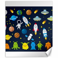 Big Set Cute Astronauts Space Planets Stars Aliens Rockets Ufo Constellations Satellite Moon Rover V Canvas 8  x 10 