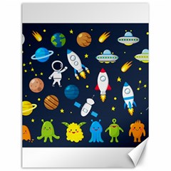 Big Set Cute Astronauts Space Planets Stars Aliens Rockets Ufo Constellations Satellite Moon Rover V Canvas 12  X 16  by Nexatart