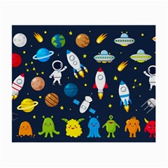 Big Set Cute Astronauts Space Planets Stars Aliens Rockets Ufo Constellations Satellite Moon Rover V Small Glasses Cloth (2 Sides) by Nexatart