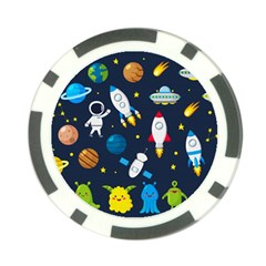 Big Set Cute Astronauts Space Planets Stars Aliens Rockets Ufo Constellations Satellite Moon Rover V Poker Chip Card Guard