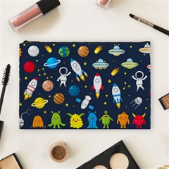 Big Set Cute Astronauts Space Planets Stars Aliens Rockets Ufo Constellations Satellite Moon Rover V Cosmetic Bag (large) by Nexatart