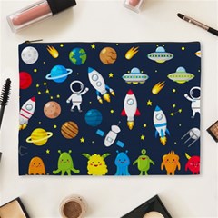 Big Set Cute Astronauts Space Planets Stars Aliens Rockets Ufo Constellations Satellite Moon Rover V Cosmetic Bag (xl) by Nexatart