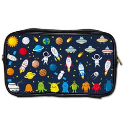 Big Set Cute Astronauts Space Planets Stars Aliens Rockets Ufo Constellations Satellite Moon Rover V Toiletries Bag (one Side) by Nexatart