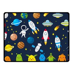 Big Set Cute Astronauts Space Planets Stars Aliens Rockets Ufo Constellations Satellite Moon Rover V Fleece Blanket (small) by Nexatart