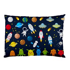 Big Set Cute Astronauts Space Planets Stars Aliens Rockets Ufo Constellations Satellite Moon Rover V Pillow Case (two Sides) by Nexatart