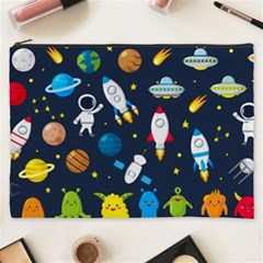 Big Set Cute Astronauts Space Planets Stars Aliens Rockets Ufo Constellations Satellite Moon Rover V Cosmetic Bag (xxxl) by Nexatart