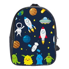 Big Set Cute Astronauts Space Planets Stars Aliens Rockets Ufo Constellations Satellite Moon Rover V School Bag (xl) by Nexatart