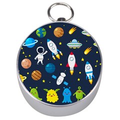 Big Set Cute Astronauts Space Planets Stars Aliens Rockets Ufo Constellations Satellite Moon Rover V Silver Compasses by Nexatart