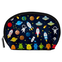 Big Set Cute Astronauts Space Planets Stars Aliens Rockets Ufo Constellations Satellite Moon Rover V Accessory Pouch (large) by Nexatart