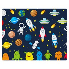 Big Set Cute Astronauts Space Planets Stars Aliens Rockets Ufo Constellations Satellite Moon Rover V Double Sided Flano Blanket (medium)  by Nexatart