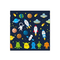 Big Set Cute Astronauts Space Planets Stars Aliens Rockets Ufo Constellations Satellite Moon Rover V Satin Bandana Scarf by Nexatart