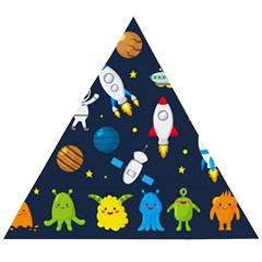 Big Set Cute Astronauts Space Planets Stars Aliens Rockets Ufo Constellations Satellite Moon Rover V Wooden Puzzle Triangle by Nexatart