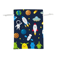 Big Set Cute Astronauts Space Planets Stars Aliens Rockets Ufo Constellations Satellite Moon Rover V Lightweight Drawstring Pouch (m) by Nexatart