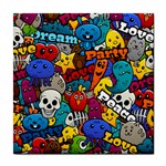 Graffiti Characters Seamless Pattern Tile Coaster Front