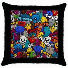 Graffiti Characters Seamless Pattern Throw Pillow Case (black) by Nexatart