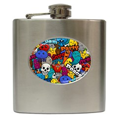 Graffiti Characters Seamless Pattern Hip Flask (6 Oz) by Nexatart