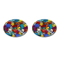 Graffiti Characters Seamless Pattern Cufflinks (oval)