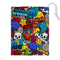 Graffiti Characters Seamless Pattern Drawstring Pouch (4xl) by Nexatart