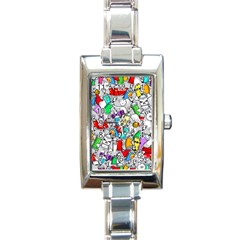 Graffiti Characters Seamless Pattern Rectangle Italian Charm Watch by Nexatart