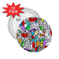 Graffiti Characters Seamless Pattern 2 25  Buttons (10 Pack)  by Nexatart