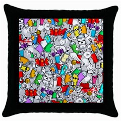 Graffiti Characters Seamless Pattern Throw Pillow Case (black) by Nexatart