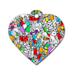 Graffiti Characters Seamless Pattern Dog Tag Heart (one Side) by Nexatart