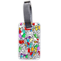 Graffiti Characters Seamless Pattern Luggage Tag (two Sides) by Nexatart