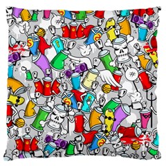 Graffiti Characters Seamless Pattern Large Flano Cushion Case (one Side) by Nexatart