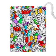 Graffiti Characters Seamless Pattern Drawstring Pouch (4xl) by Nexatart