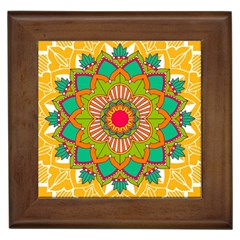 Mandala Patterns Yellow Framed Tile by Nexatart