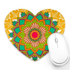 Mandala Patterns Yellow Heart Mousepads by Nexatart