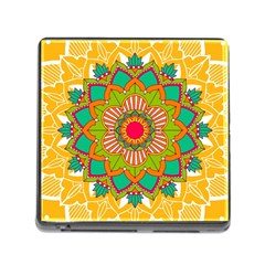 Mandala Patterns Yellow Memory Card Reader (square 5 Slot) by Nexatart