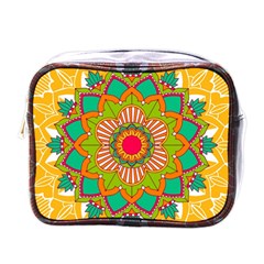 Mandala Patterns Yellow Mini Toiletries Bag (one Side) by Nexatart